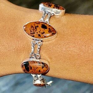 Dark Mahogany Obsidian Bracelet 6 1/2” - 8”